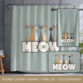 Meow Peeking Cats Funny Sage Green Cat Lover Print バスタオルセット