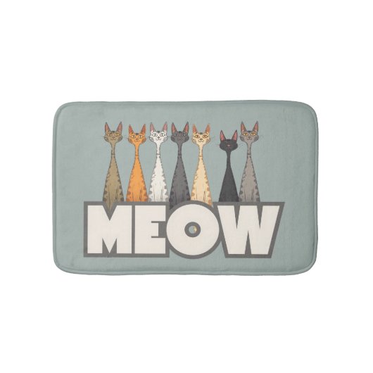 Meow Peeking Cats Funny Sage Green Cat Lover Print バスマット (正面)