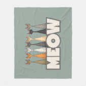 Meow Peeking Cats Funny Sage Green Cat Lover Print フリースブランケット (正面)