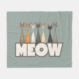 Meow Peeking Cats Funny Sage Green Cat Lover Print フリースブランケット