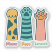 Meow – Purr – Scratch stickers シール (正面)