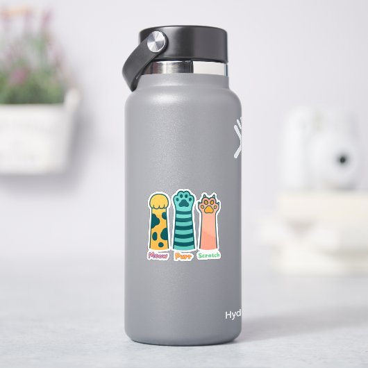 Meow – Purr – Scratch stickers シール (HydroFlask)