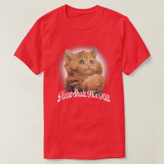 Meow Shalt Not Kill Cute Cat Lover Tシャツ (デザイン正面)