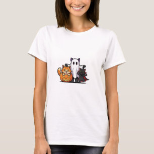 Meow Squad 不気味 - Trio of Halloween Cats Woman Tシャツ