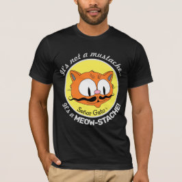 MEOW-STACHE 面白い漫画のヒゲ猫 Tシャツ