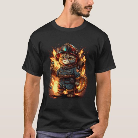 Meow-T To The Rescue Cat Firefighter For Hero Tシャツ (正面)
