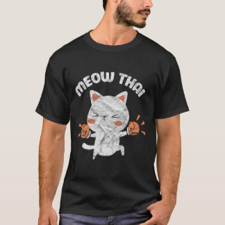 Meow Thai Funny Cat Kitten Martial Art Kickboxing  Tシャツ