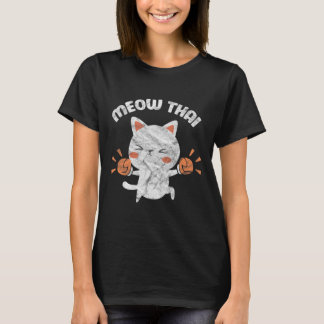 Meow Thai Funny Cat Kitten Martial Art Kickboxing  Tシャツ