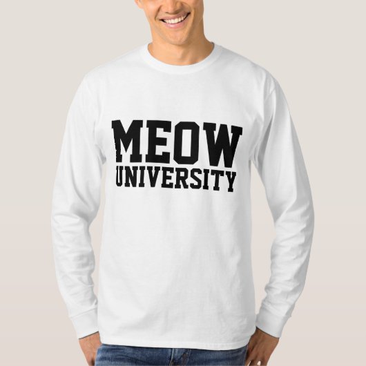 MEOW UNIVERSITY、面白いネコTシャツ Tシャツ (正面)