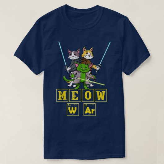 Meow Wars Funny Cat Wars Tシャツ (デザイン正面)