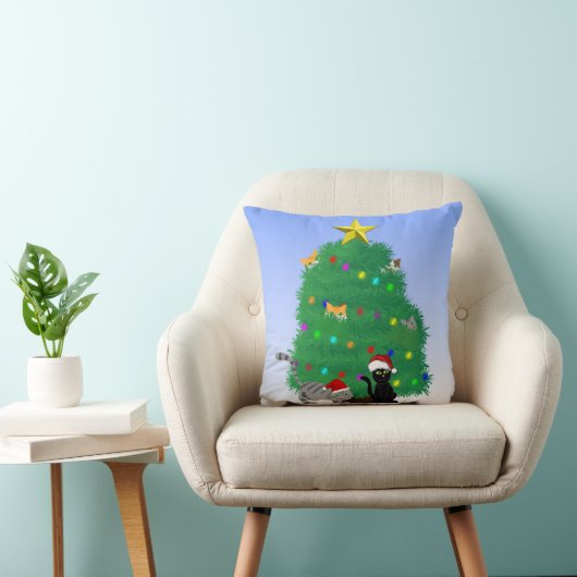 Meow-y Christmas Throw Pillow クッション (椅子)
