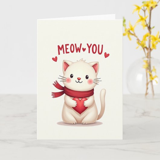 Meow You Cat Love Card カード (黄色い花)