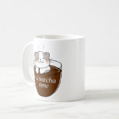Meowcha Time Cat in Coffee Cupデザイン コーヒーマグカップ (正面左)
