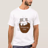 Meowcha Time Cat in Coffee Cupデザイン Tシャツ (正面)