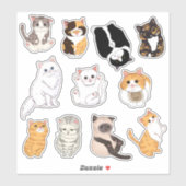 Meowchi - かわいい猫好きステッカー シール (シート)