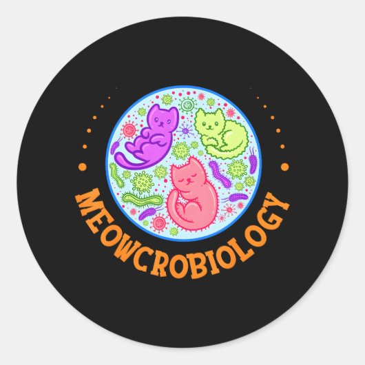Meowcrobiology Cat微生物学生物学 ラウンドシール (正面)