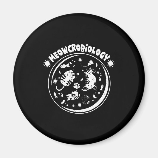 Meowcrobiology Microbiologyキュートなキッテン科学 マグネット (正面)