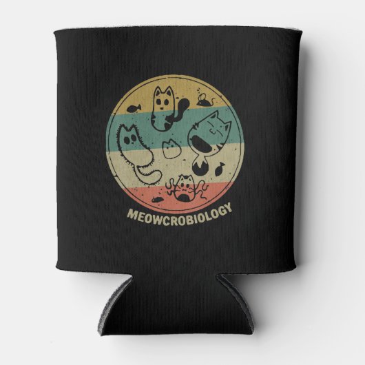 Meowcrobiology Microbiology Science おもしろい Cat Love 缶クーラー (正面)