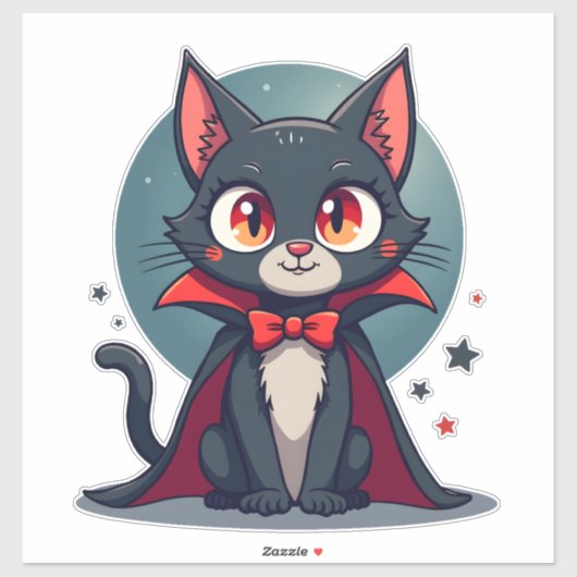 Meowcula Funny Cat Vampire Dracula Halloween シール (シート)