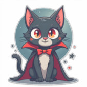 Meowcula Funny Cat Vampire Dracula Halloween シール (正面)