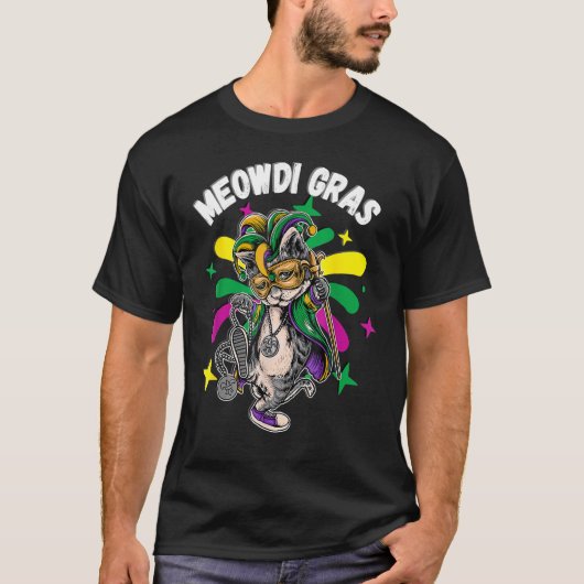 Meowdi Gras Cats Mardi Gras Neworleans St Louis Fu Tシャツ (正面)