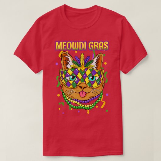 Meowdi Gras Mardi Gras Cat Lover New Orleans Louis Tシャツ (デザイン正面)