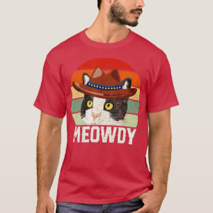 Meowdyおもしろい Country Cat Cowboy HatヴィンテージMeow H Tシャツ