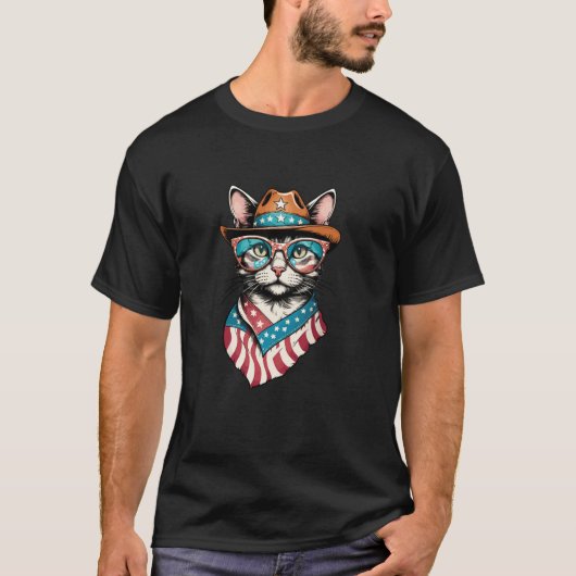 MEOWDYキャットミームおもしろいカウボーイ猫好き Tシャツ (正面)