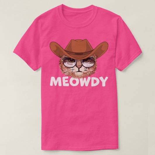 Meowdyテキサス州キャットカウボーイハットサングラス部屋 Tシャツ (デザイン正面)