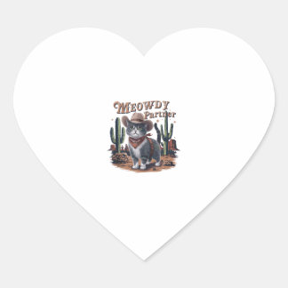 Meowdyパートナーカウボーイキャットヴィンテージ ハートシール
