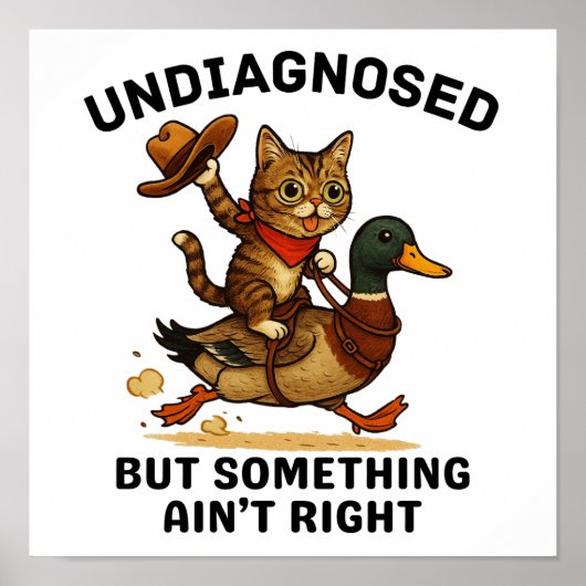 Meowdyパートナーポスターカウボーイおもしろいキャットダークプリント ポスター (正面)