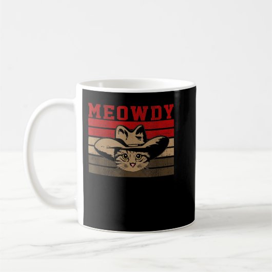 Meowdy -おもしろい Mashup Between Meow and Howdy Vinta コーヒーマグカップ (左)