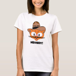 MEOWDY! カートゥーン マスタッシュカウボーイ ネコTシャツ Tシャツ
