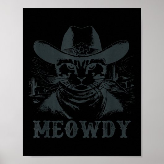 Meowdy - 猫語とハウディーの融合 - 笑える猫デザイン ポスター (正面)