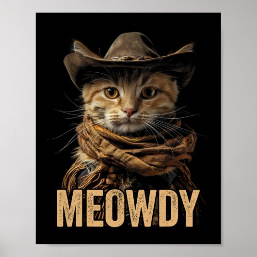 Meowdy Cat Shirt Meowdy Cowboy Cat Country Western ポスター (正面)