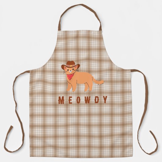 Meowdy Cowboy Cat Dad Father's Day Grilling Apron エプロン (正面)