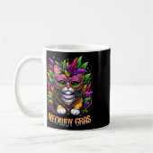Meowdy Gras Cat Kitten Masquerade Mardi Grasビーズ コーヒーマグカップ (左)