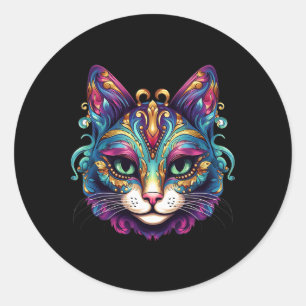 Meowdy Gras Cats Lover Kitten子猫Mardi Gras Cat ラウンドシール