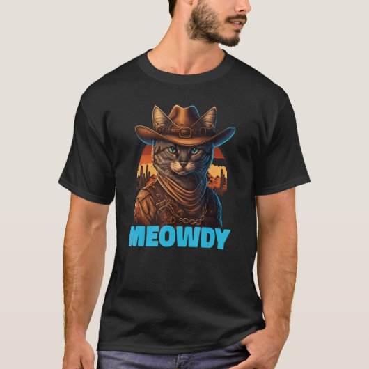 Meowdy  Mashup Of Meow And Howdy Country Music Cat Tシャツ (正面)