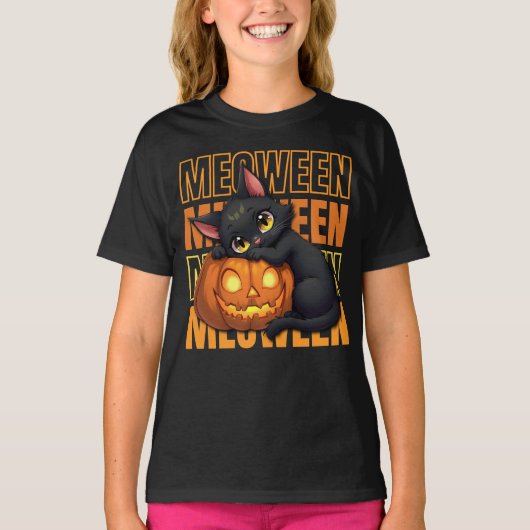 MEOWEEN -猫好きハロウィーン Tシャツ (正面)
