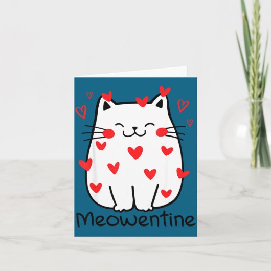 Meowentine Cute Cat Valentines Day Heart Meow Kitt カード (正面)