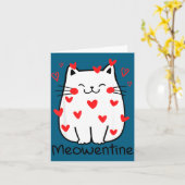 Meowentine Cute Cat Valentines Day Heart Meow Kitt カード (黄色い花)