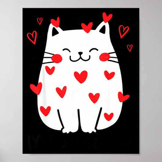 Meowentine Cute Cat Valentines Day Heart Meow Kitt ポスター (正面)