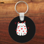 Meowentine Cute Cat Valentines Day Men Women Cat D キーホルダー (正面)