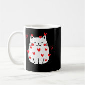 Meowentine Cute Cat Valentines Day Men Women Cat D コーヒーマグカップ (左)