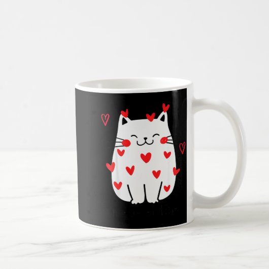 Meowentine Cute Cat Valentines Day Men Women Cat D コーヒーマグカップ (右)