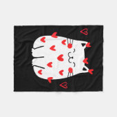 Meowentine Cute Cat Valentines Day Men Women Cat D フリースブランケット (正面(横))
