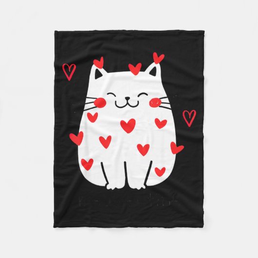 Meowentine Cute Cat Valentines Day Men Women Cat D フリースブランケット (正面)