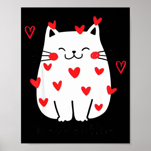 Meowentine Cute Cat Valentines Day Men Women Cat D ポスター (正面)