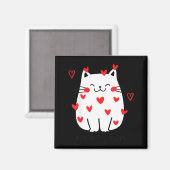 Meowentine Cute Cat Valentines Day Men Women Cat D マグネット (正面/裏面)